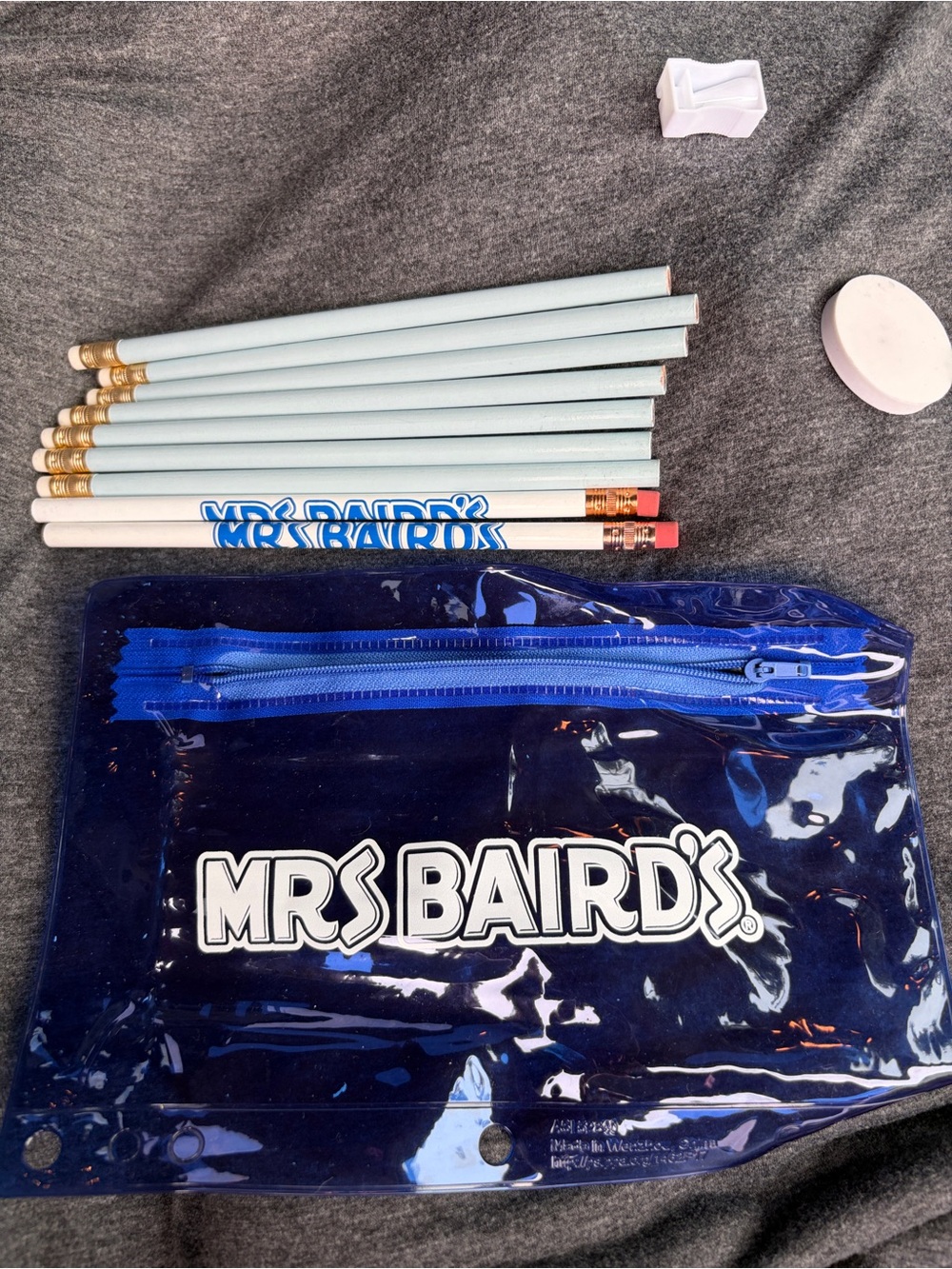 MRS BAIRD'S Clear Navy Vinyl Pouch with Logo
